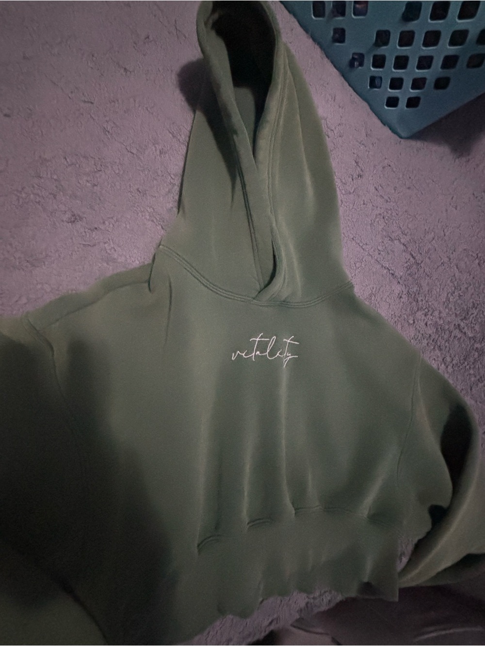 I Balance vitality cropped green hoodie